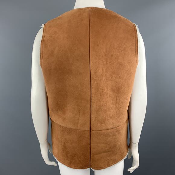 BEAMS Size XL Tan Suede Sheep Leather Shearling Vest - Picture 7 of 9